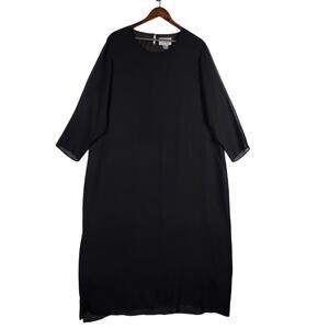 Carol Patterson Women’s Vintage Silk Dress Plus Size 2X Black Lined Minimalist